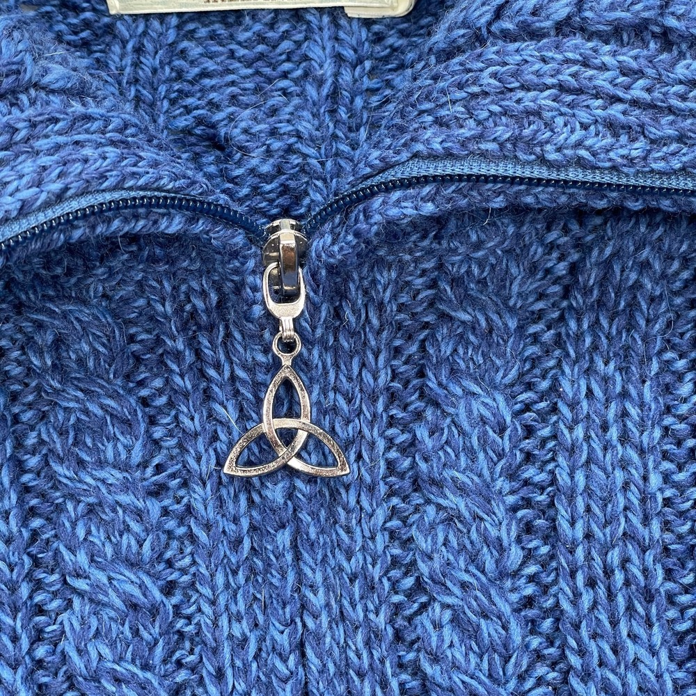 Aran Crafts Cable Knit Cardigan Womens XL 100% Merino Wool, Celtic‎ Blue - Picture 3 of 7
